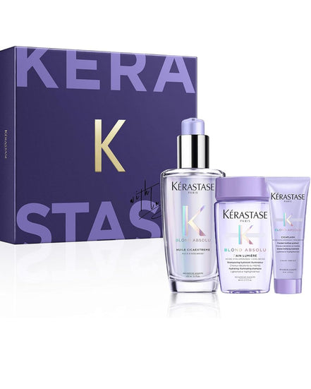 Set ingrijire Blond Absolu Huile Cicaextreme 100ml + Bain Lumiere 80ml + Fondant Cicaflash 75ml (Blond Absolu Beauty Gift Set) KERASTASE