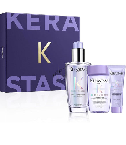 Set ingrijire Blond Absolu Huile Cicaextreme 100ml + Bain Lumiere 80ml + Fondant Cicaflash 75ml (Blond Absolu Beauty Gift Set) KERASTASE
